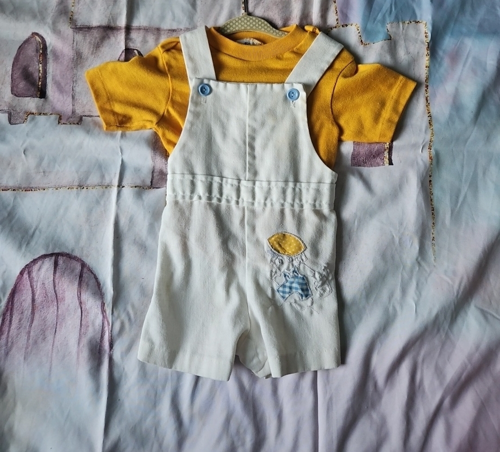 Mine White Overalls with Mustard Shirt